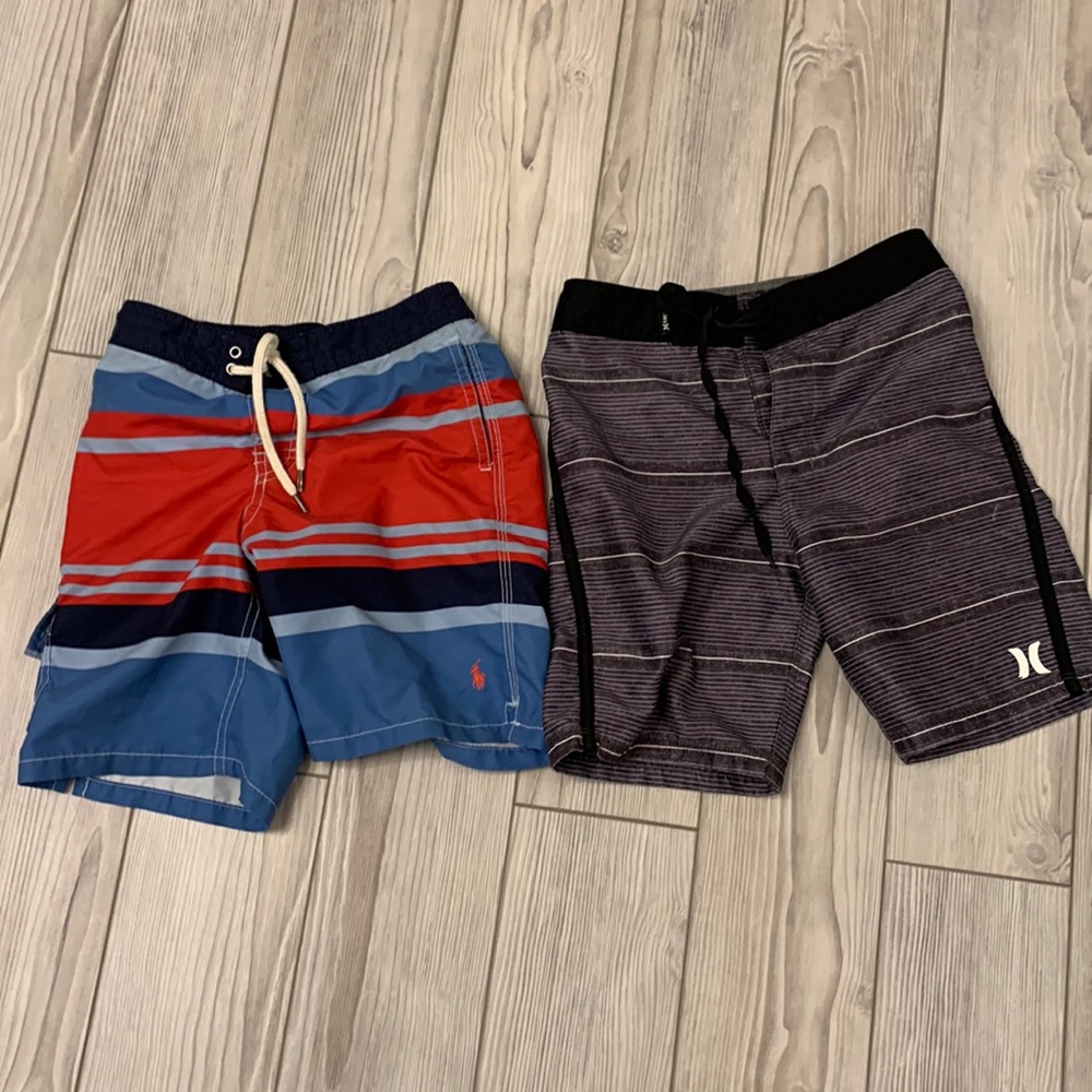 Two boys bathing suits. Size 7. Polo and Hurley